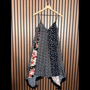 Rag & Bone Tunic Dress Small Womens Floral Trim Silk Blend Stretch Trapeze